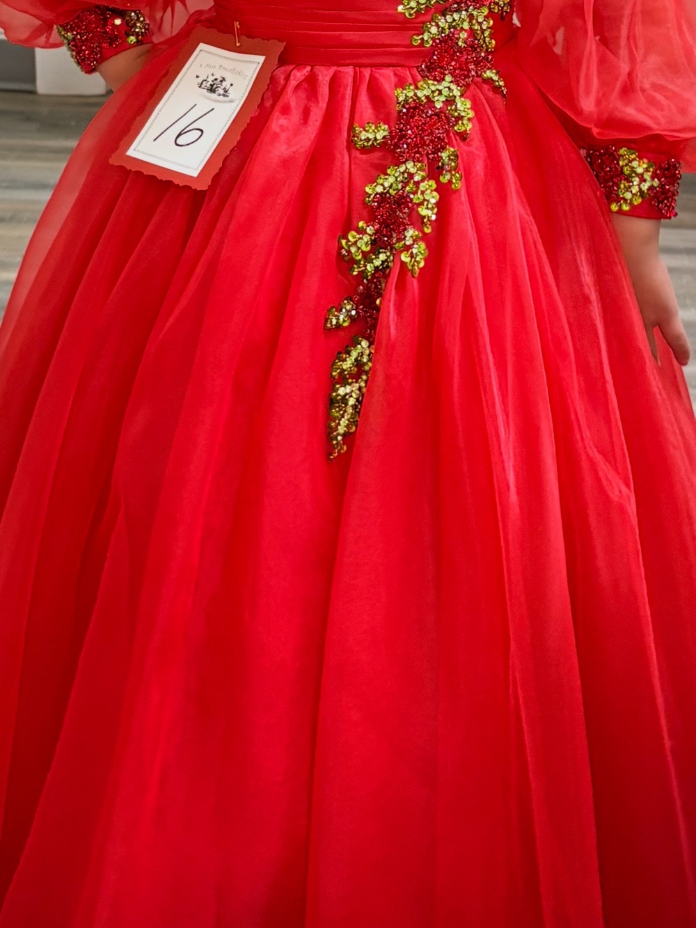 Elegant Red Sequin-Appliqué Kids Formal Dress